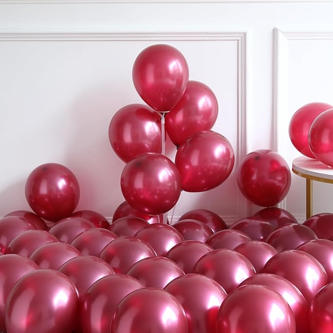 142 Pcs Valentine's Day Balloon Garland Arch Kit with Love Foil Balloons,Burgundy Maroon Gold Pearl Pink Confetti Balloons for Birthday Mother's Day Anniversary Bridal Wine Party Wedding Decorations