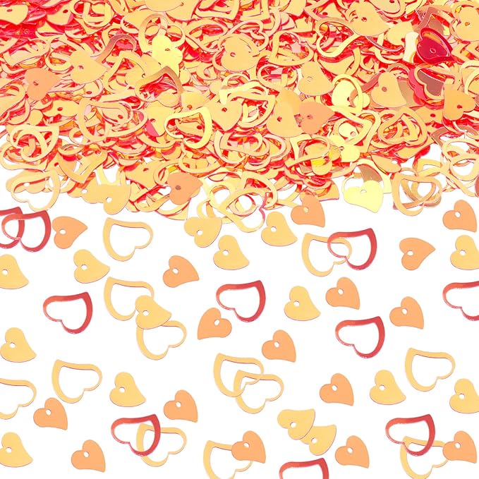 ONLYKXY 1200Pcs Love Heart Shaped Confetti, Table Wedding Decoration, Glitter Confetti for Wedding Party (Glitter Red)