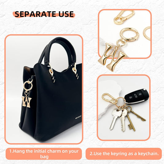 Gold Bubble Heart Initial Bag Charms for Handbags – Cute Initial Letter Keychain for Women, Purse Charms, Gold Gift
