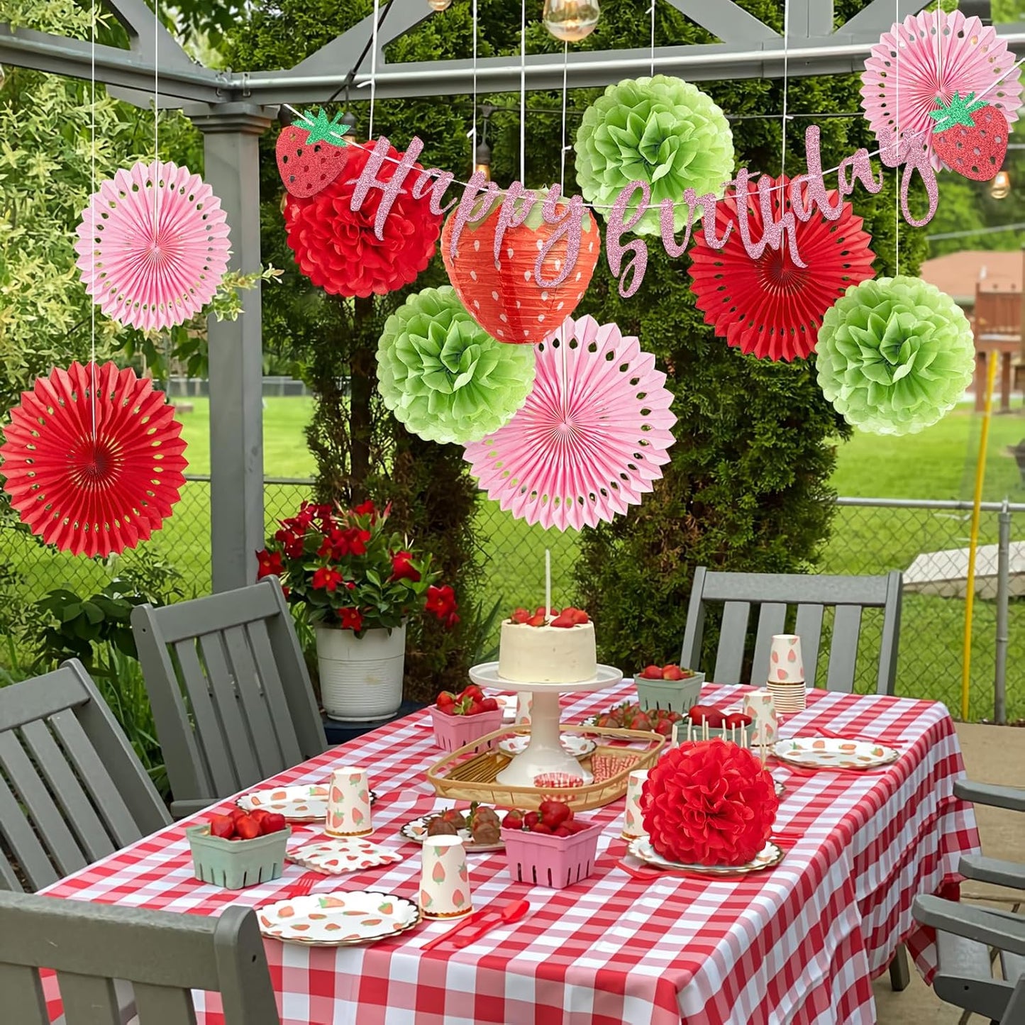 SUNBEAUTY Strawberry Birthday Party Decorations Strawberry Shortcake Birthday Decorations Berry First Birthday Decor Strawberry Themed Deocrations for Birthday Bridal Baby Shower Décor