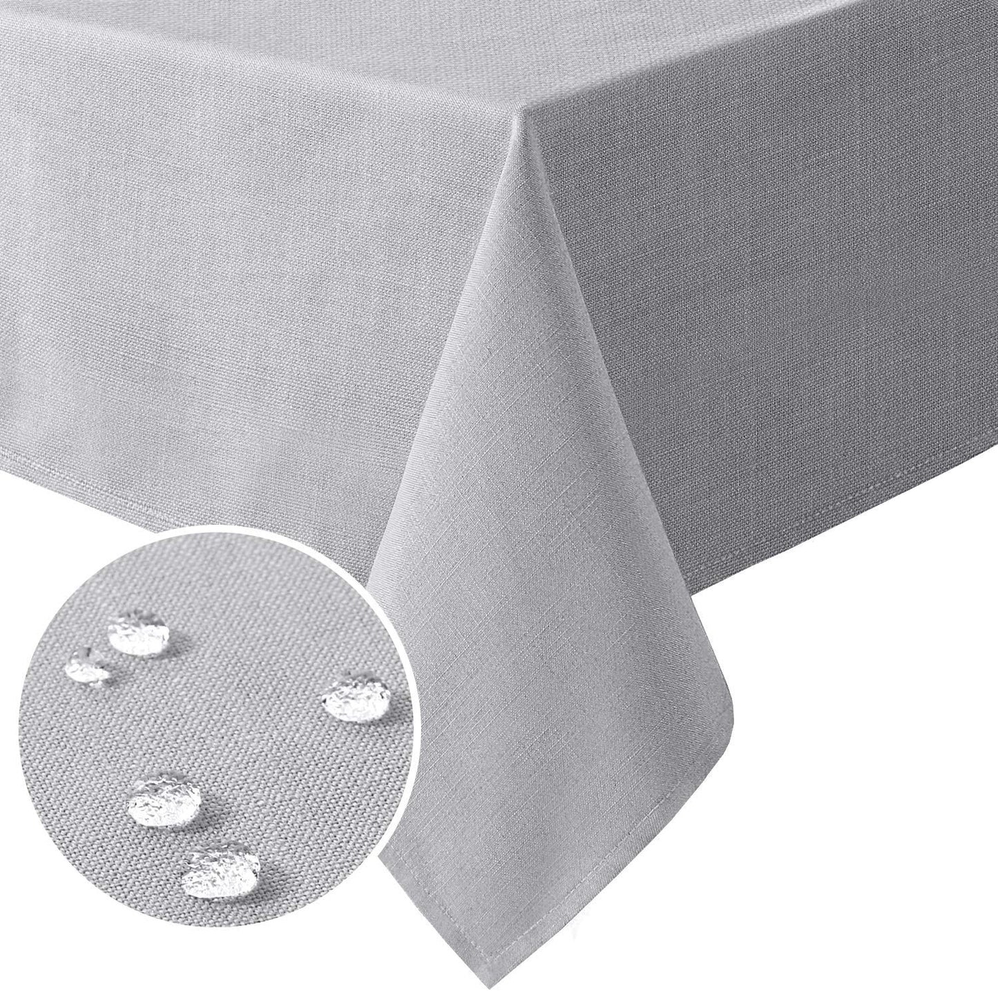 H.VERSAILTEX Linen Textured Table Cloths 54 x 108 Inch Premium Solid Tablecloth Spill-Proof Waterproof Table Cover for Dining Buffet Feature Extra Soft and Thick Fabric Wrinkle Free, Grey