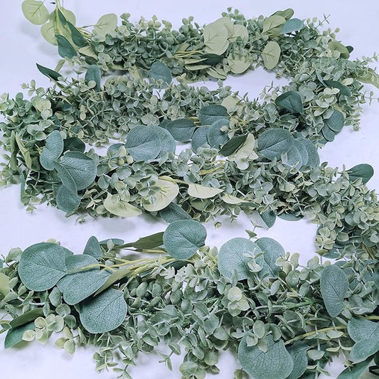 8.3' Long Faux Eucalyptus Greenery Garland - Silver Dollar Eucalyptus for Wedding Arch, Swag, Backdrop, Doorways, Mantel, Table Runner - Indoor/Outdoor