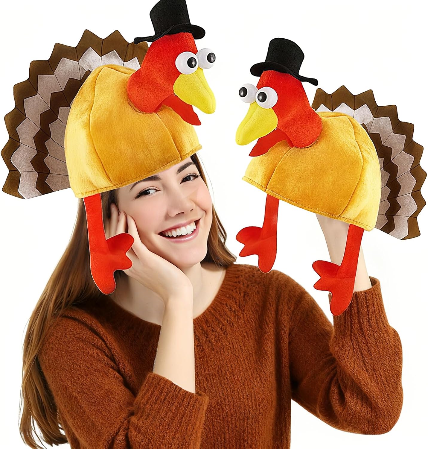 TURNMEON 2 Pack Thanksgiving Turkey Hats, Turkey Novelty Costume Hats, Thanksgiving Party Dress up Accessories Hat