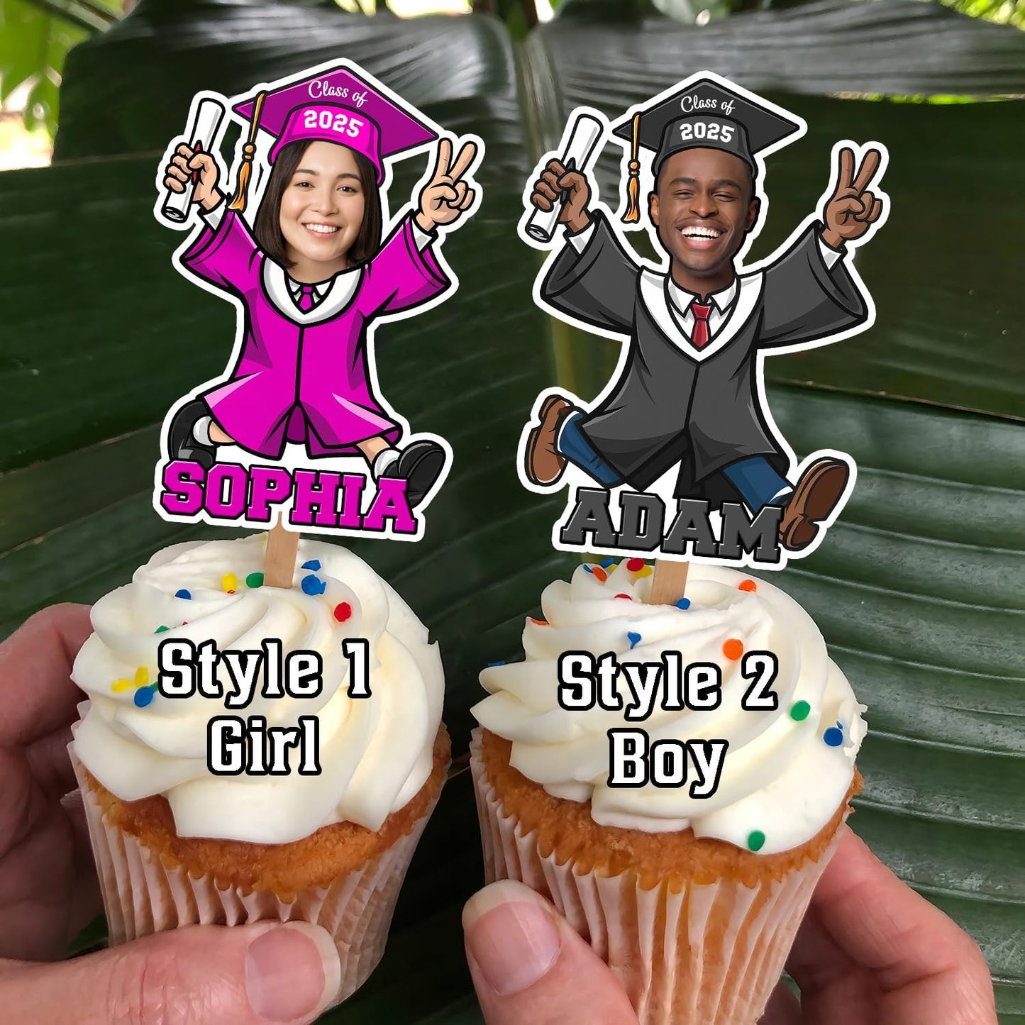 Graduation Cake Topper Class Of 2025 - Personalized Graduaton Cupcake Toppers 2025, Graduation Face Cutout, Photo Head Congrats Grad Cake Topper Decor, Christmas Gifts