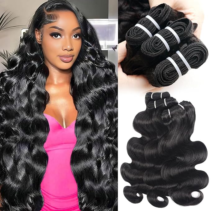 Body Wave Bundles Human Hair 20 22 24 Inch 12A Raw Indian Virgin Bundles Human Hair,Sew In Quick Weave 100% Human Hair Bundles,No Tangle Shedding Triple Lifespan,Multiple Wash Keep Texture