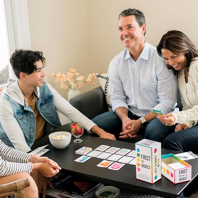 FIRST TO WORST Party Game - The Card Game About How Your Friends and Family Rank Things - White Elephant Gifts, Stocking Stuffers and Board Games Night with Friends with Polarizing Priorities