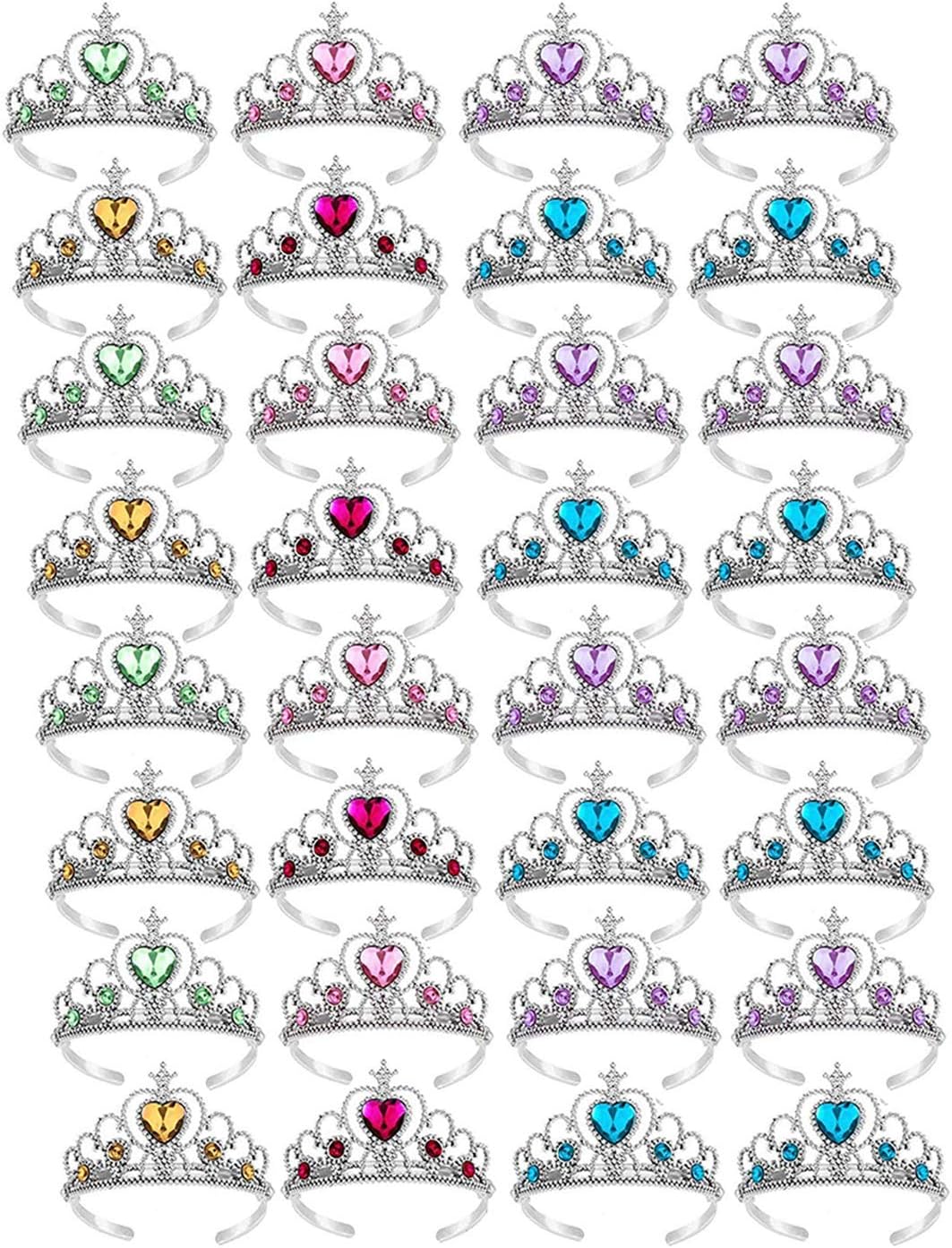 S & E TEACHER'S EDITION 32 Pcs Tiaras Crown Set, Princess Dress Up Costume Party Accessories Costume Xmas Party Favor Plastic Crown for Girls Women Kids
