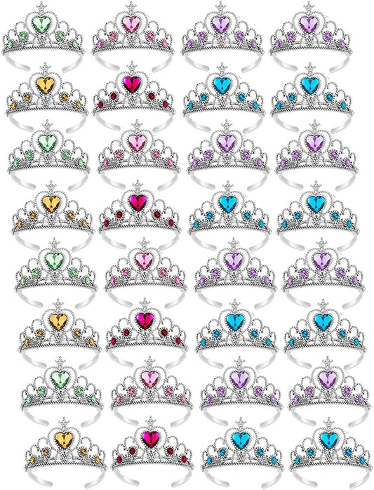 S & E TEACHER'S EDITION 32 Pcs Tiaras Crown Set, Princess Dress Up Costume Party Accessories Costume Xmas Party Favor Plastic Crown for Girls Women Kids