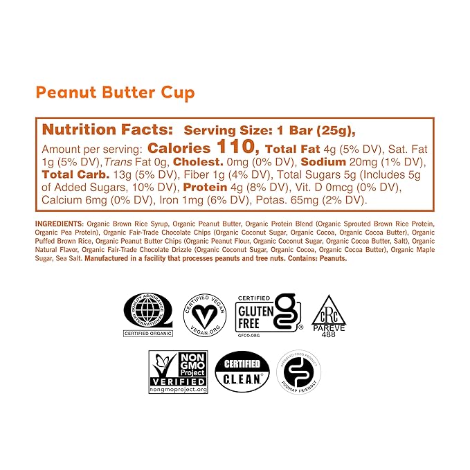 GoMacro Kids MacroBar Organic Vegan Snack Bars – Peanut Butter Cup & Chocolate Chip Cookie Dough (0.90 Ounce Bars, 7 Count) (Pack of 2)