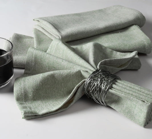 Native Fab Solid Chambray Cloth Napkin Set of 12, 100% Cotton, Washable, Reusable Dinner Cloth Napkin 17x17 inches, Table Decor Napkins for Dinner, Events, Olive Green