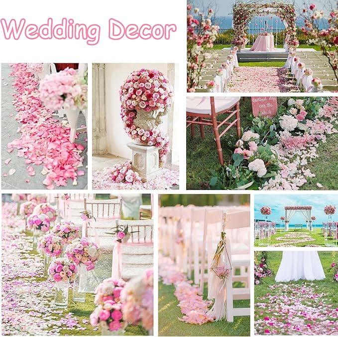 Real Pink Rose Petals – 180+PCS Freeze Dried Flower Confetti for Wedding, Proposal, Romantic Night, Table Centerpiece Décor (1.75oz/50g)