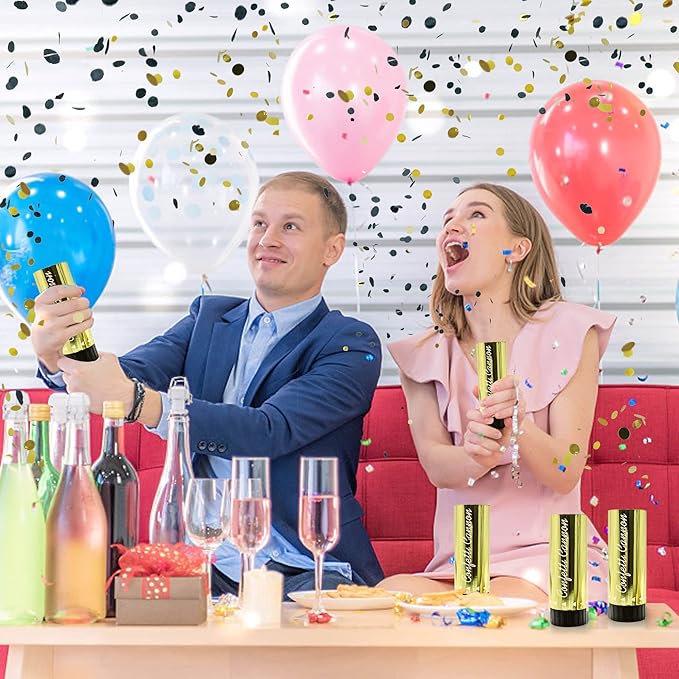 8 PCS Confetti Poppers Cannons for Gender Reveal Wedding Birthday Graduation Baby Shower Anniversary Christmas New Year's Fun Party Supplies Decorations and Favors