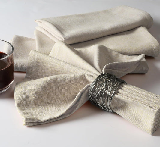 Native Fab Solid Cloth Napkin Set of 12, 100% Chambray Cotton, Washable, Reusable Dinner Cloth Napkin 17x17 inches, Table Decor Napkins for Dinner, Events, Beige
