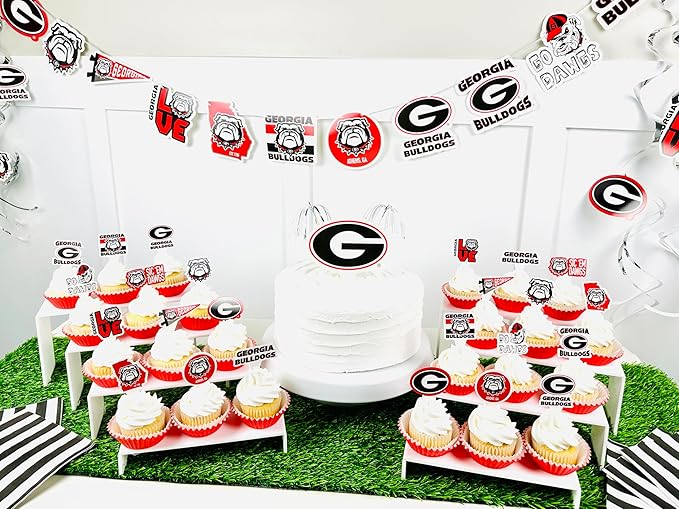University of Georgia Party Supplies for UGA Football, Birthday Gift, Graduation Party Banner and Cake Toppers (42 Pieces) (Georgia Bulldogs)