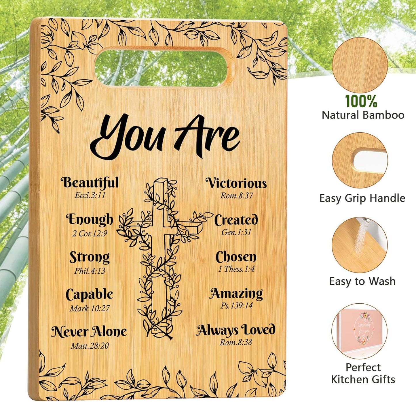 Christian Gifts for Women Birthday Christmas, Inspirational Religious Gifts for Friend Sister Mom Christian Cutting Board Set with Prayers, Religious Spiritual Birthday Gift for Her Women - You Are