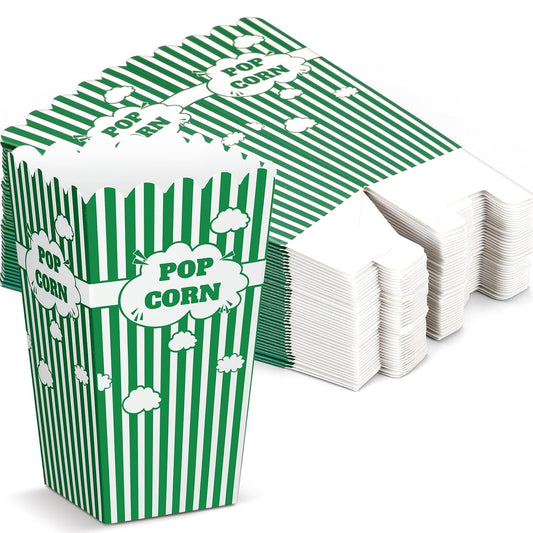 50 Pcs mini stripe popcorn boxes Buckets and Container for Home for Graduation Carnival Summer Birthday Party Supplies(Green)