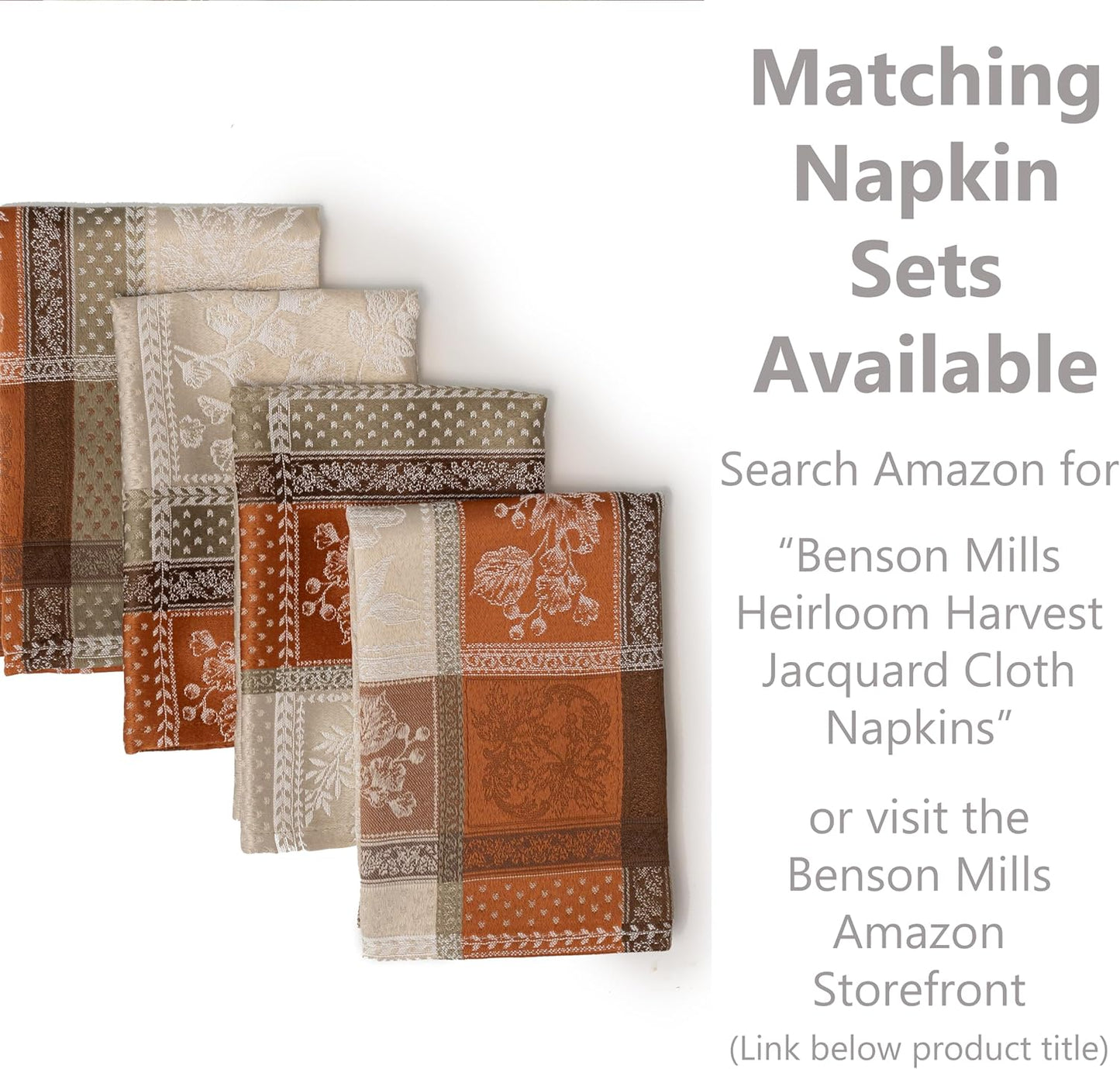 Benson Mills Heirloom Harvest Yarn Dyed Jacquard Fabric Table Cloth, Fall, Harvest and Thanksgiving Tablecloth (60" X 104" Rectangular, Heirloom Harvest)