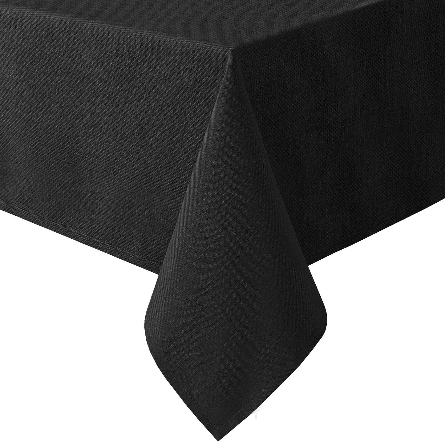 H.VERSAILTEX Linen Textured Table Cloths 60 x 60 Inch Premium Solid Tablecloth Spill-Proof Waterproof Table Cover for Dining Buffet Feature Extra Soft and Thick Fabric Wrinkle Free, Black