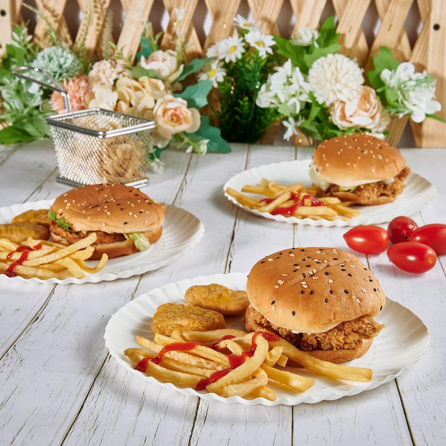 JOLLY PARTY 8.5 inch Paper Plates Uncoated,600 Count Everyday Disposable Plates, Light Weight Paper Plates White, Round Dinner Plates, Large Plate Lunch, for Home and Office