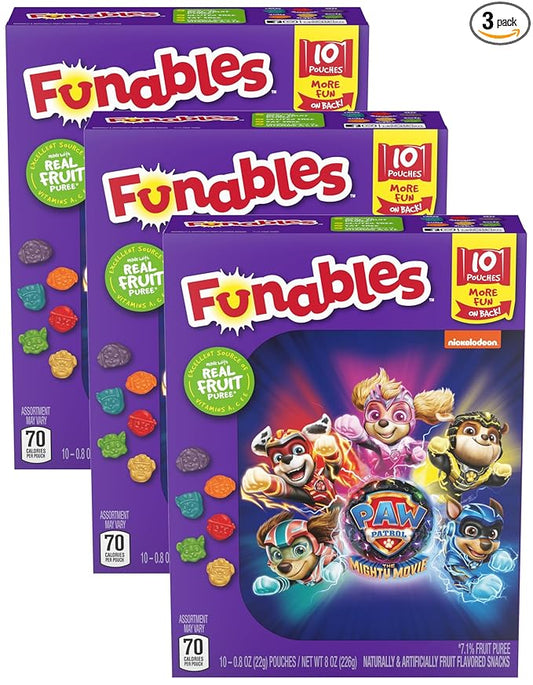 Funables Fruit Snacks, Paw Patrol Shaped Fruit Flavored Snacks, 0.8 Ounce Pouches (Pack of 30)