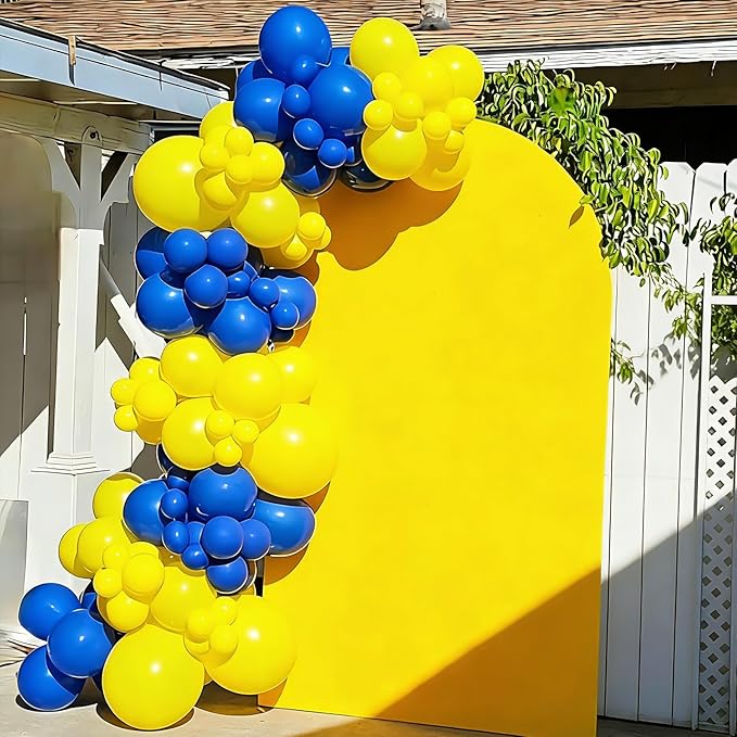 YMSZ Blue and Yellow Balloons Arch Kit, 134pcs Royal Blue and Yellow Balloons for Birthday, Graduation, Baby Shower Party Decorations