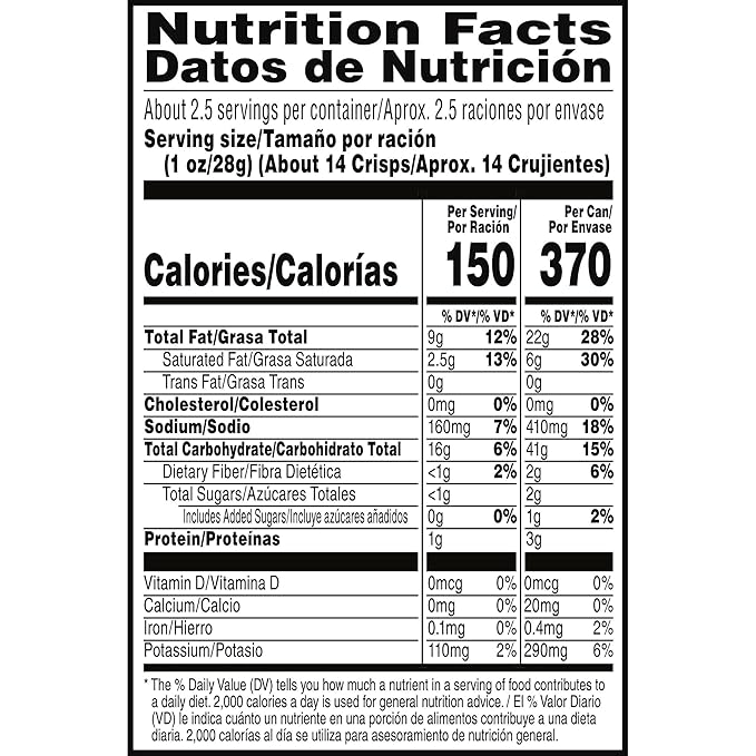 Pringles Potato Crisps Chips, Sour Cream & Onion, 2.5oz (12 Count)