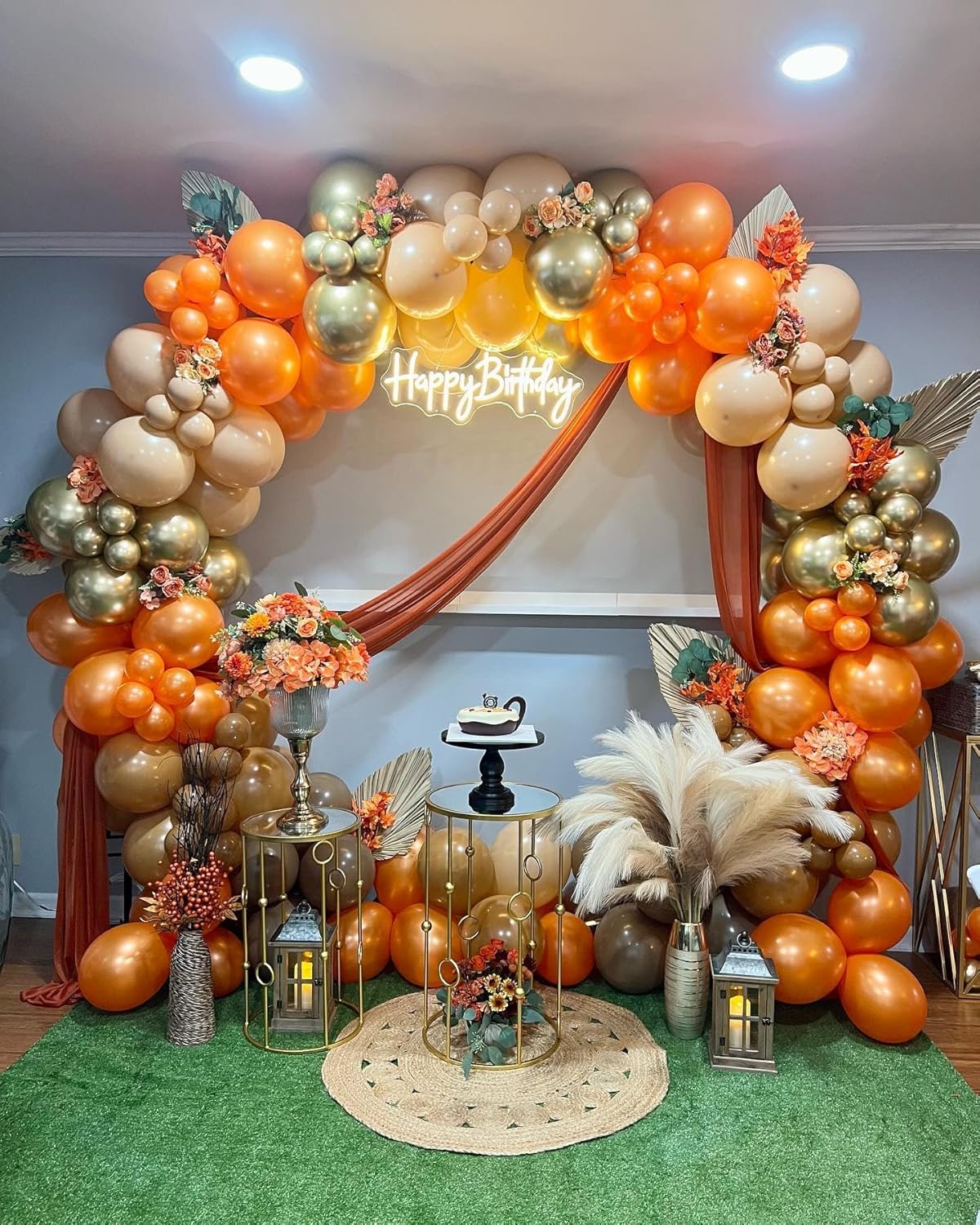 160Pcs Fall Balloons Garland Arch Kit - Orange Coffee Brown Gold White Sand Boho Latex Balloon for Autumn Birthday Hello Fall Little Pumpkin Baby Shower ThanksGiving Themed Party Decorations