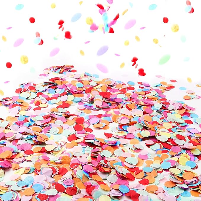 7500 Pcs Multicolor Round Paper Confetti, 0.59 Inch Circle Biodegradable Confetti Bulk, Tissue Paper Dots For Wedding Birthday Party Decoration & Balloon Filler