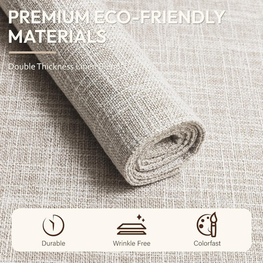 Blue Forest Placemats Set of 8, Dual-Layered Thickened Faux Linen Cloth Place Mats Heat Resistant Machine Washable Wrinkle Free Table Mats Indoor/Outdoor (Cream Beige)
