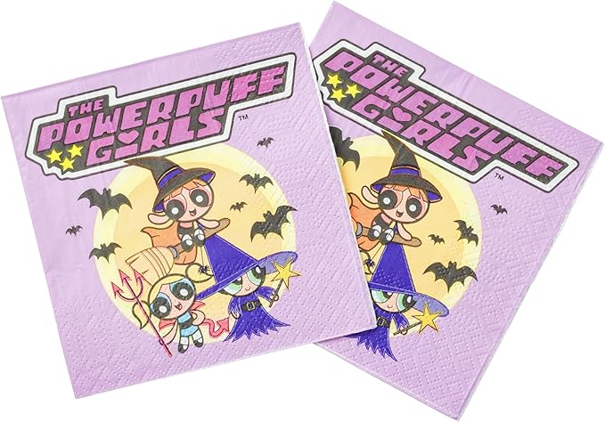 Silver Buffalo The Powerpuff Girls Halloween Featuring Bubbles, Buttercup, and Blossom 40 Pack Party Paper Napkins