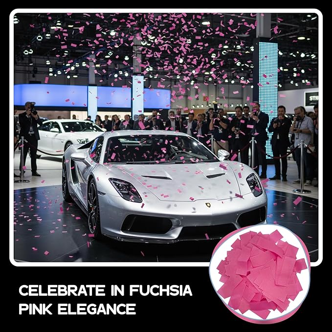 Ultimate Confetti, Fuchsia Pink Tissue Paper Confetti - Rectangular Flame-Resistant and Slow-Falling Biodegradable Confetti for Cannon and Launcher use, Best for Celebrations - 1 lb, 16 oz