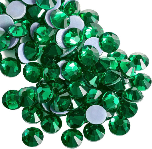 Beadsland Hotfix Rhinestones, 144pcs Crystal Rhinestones for Crafts Clothes DIY Decoration, Emerald, SS40, 8.3-8.6mm