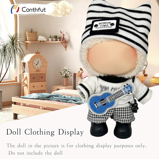 17cm/15cm Dolls Outfit Clothes Set,Accessories for Doll,Clothes Set for Dolls Dress Up (No Doll) (White+Black)