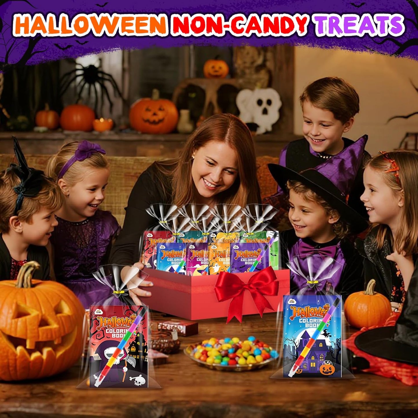 ZMLM 24 Coloring Books for Kids Party Favors: Bulk 24 Crayons Mini Coloring Books for Kids Ages 4-8 Birthday Goodie Bags Stuffers Toddlers Return Gifts Classroom Prizes Teacher Crafts (Halloween)