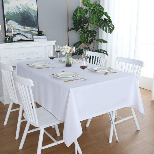 FOLINS&HOME White Rectangular Table Cloth in Heavy Duty and Water Resistant Polyester-Wrinkle Free, Spillproof and Washable Tablecloth 60 x 120 inch-Table Cover for Indoor and Outdoor-Oblong/Rectangle