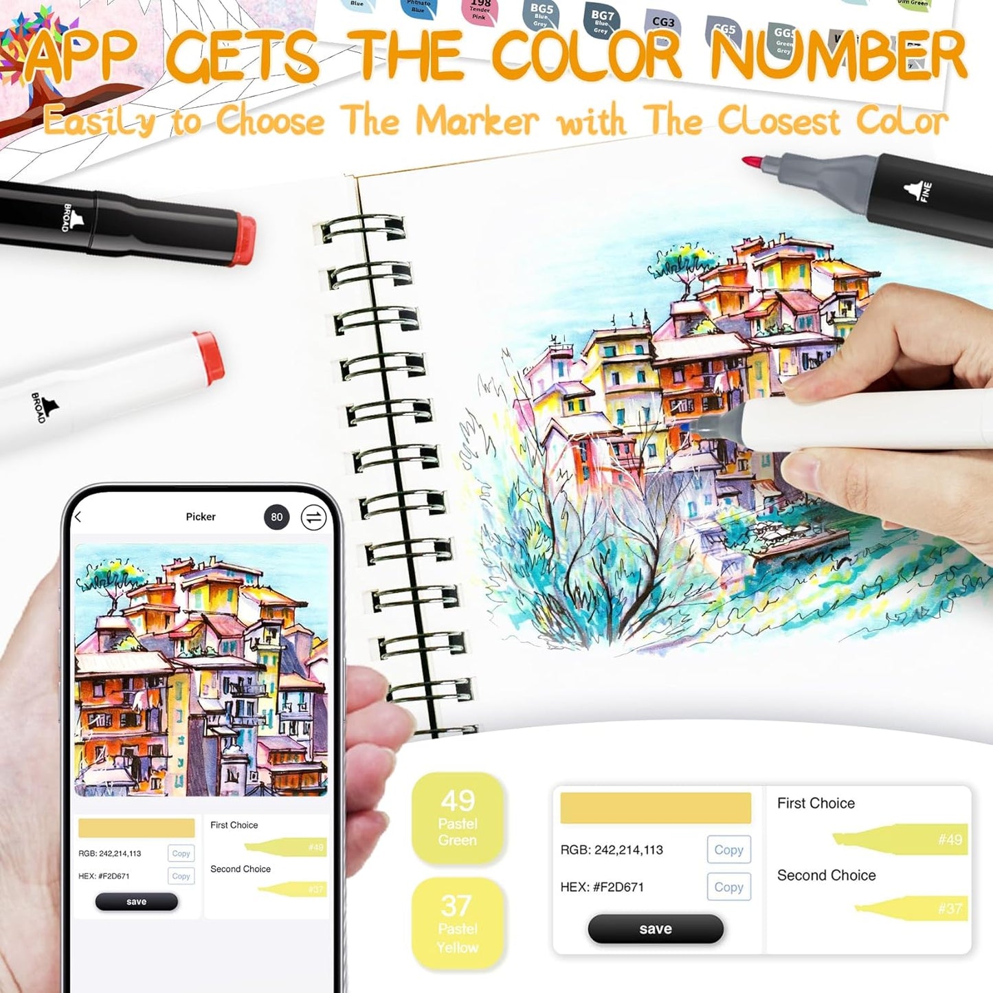 262 Colors Alcohol Markers with APP, Dual Tip Art Marker for Adults Coloring Books, Alcohol Ink Based Illustration Markers Set for Adult Artist Drawing Sketching Painting Lettering Cards