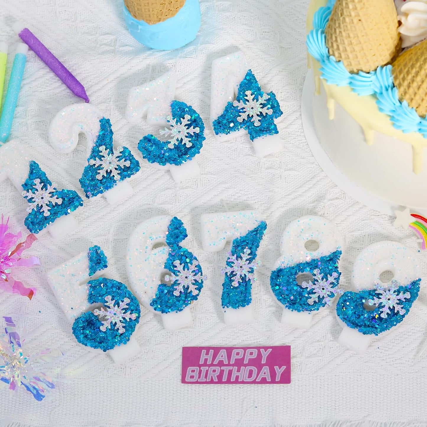 Snow Frozen Themed Birthday Candles, 5th Birthday Candle for Party Supplies, 2.76 inch Cake Topper Decorations (Number 5)