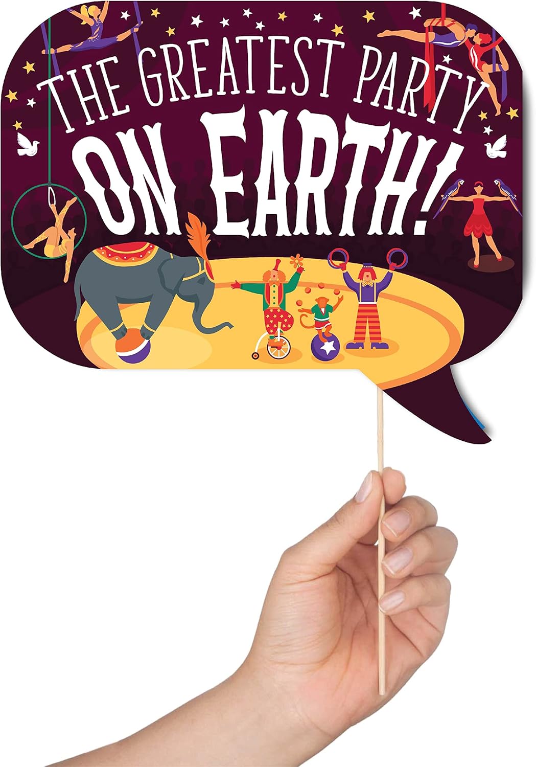Carnival Photo Booth Props - 41-pc Photobooth Kit with 8 x 10-Inch Sign, 60 Adhesive Pads, 45 Sticks - Circus Theme Party Decorations - Carnival Backdrop