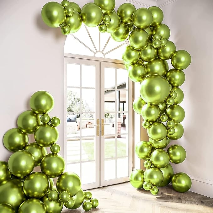 HOUSE OF PARTY Lime Green Balloons - Green Balloon Garland Kit 5/12/18 Inch | Balloon Arch Kit for Graduation, Birthday, valentines, Wedding, Bachelorette Party Balloon Garland for Decorations