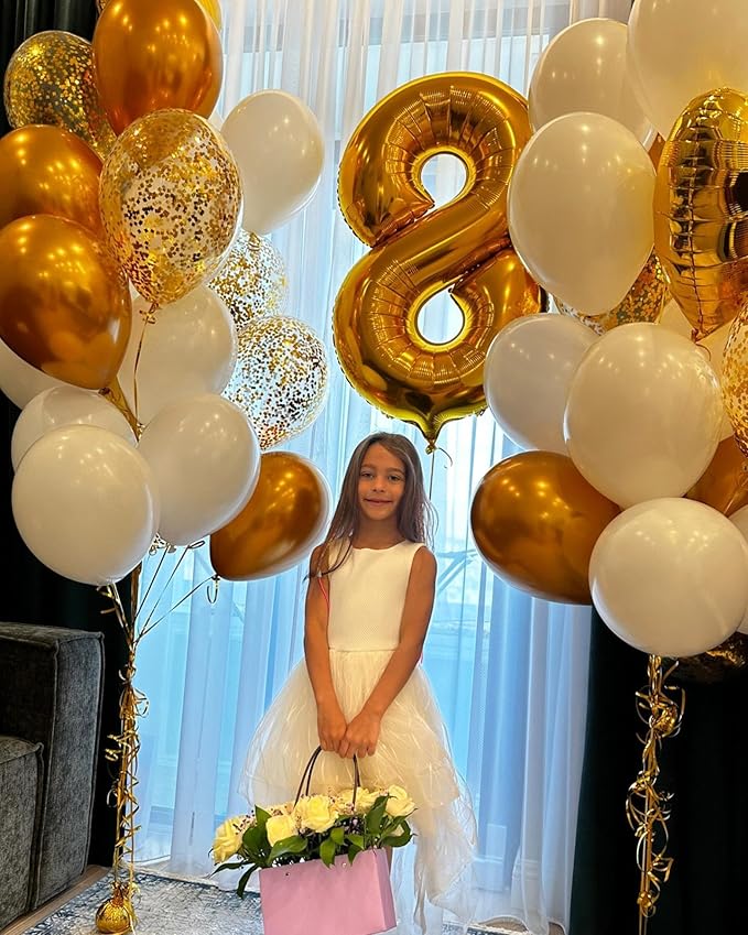 Gold Number 17 Balloon 40 inch, 17 Number Balloons, 17th Gold Birthday Decorations, 17 Year Old Girls Boys Golden Party Supplies