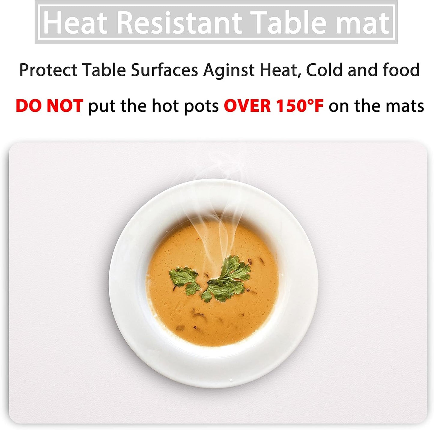 Wipeable Placemats Leather Table Mats Waterproof Heat-Resistant Easy to Clean for Dining Table Set Kitchen Table (2, White)