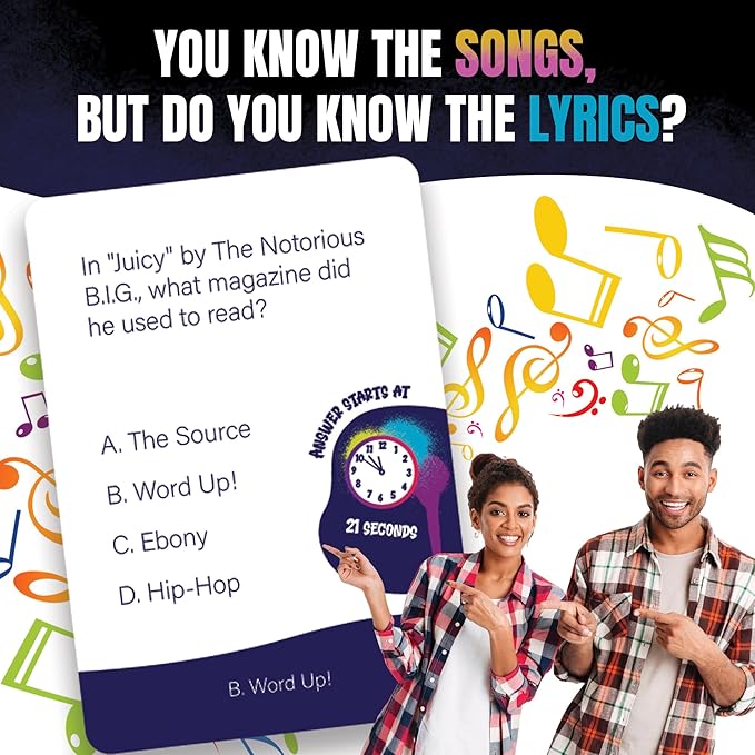 Lyric Legend 90s Hip-Hop and Rap Music Trivia Game Collection – Expandable Multi-Deck Finish The Lyrics Party Game Set for Game Night, Families & Groups - 3 Games in One Box!