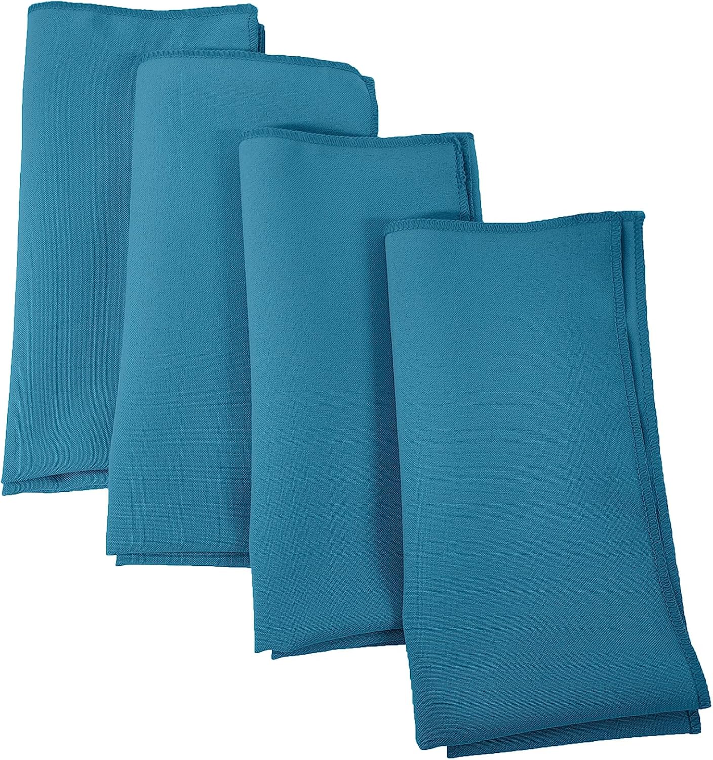 LA Linen 4-Pack Poly Blend Napkins - Soft, Washable, Stain & Wrinkle Resistant - Dinner & Party Napkins - Turquoise Dark, 18x18
