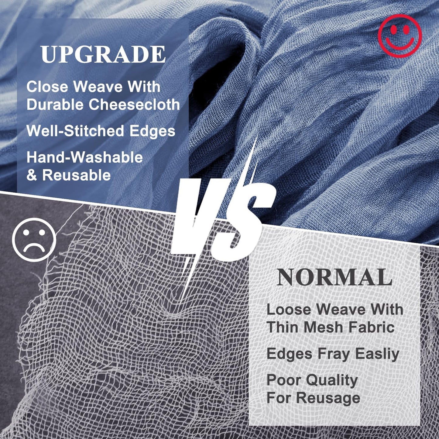 Wokceer Cheesecloth Table Runner 2Pack 10FT Blue Boho Gauze Cheese Cloth Table Runner for Party Long Rustic Sheer Table Runners for Baby Bridal Shower Wedding Easter Table Decor