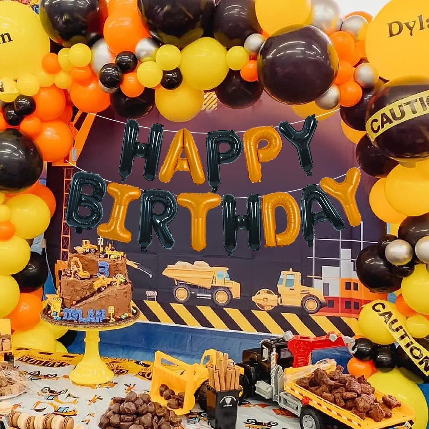 TONIFUL 16 Inch Black Orange Mylar Foil Birthday Balloons Banner Happy Birthday Balloon Letters for Adults & Girls Boys Kids Birthday Decorations Halloween Party Supplies
