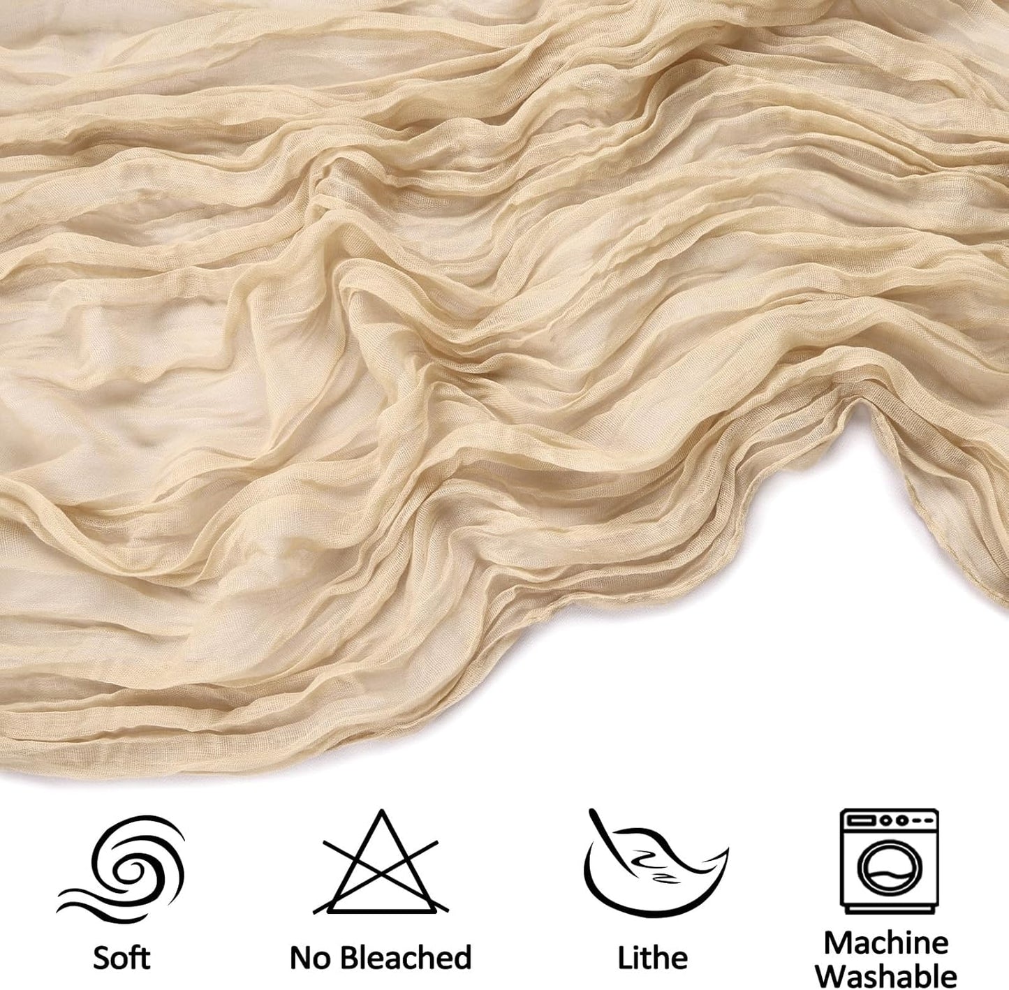6 Pack 10FT Beige Cheesecloth Table Runner 35x120 Inch Gauze Rustic Boho Fall Table Runner Cheese Cloth for Thanksgiving Wedding Decor Birthday Party Bridal Baby Shower Table Centerpiece Decoration