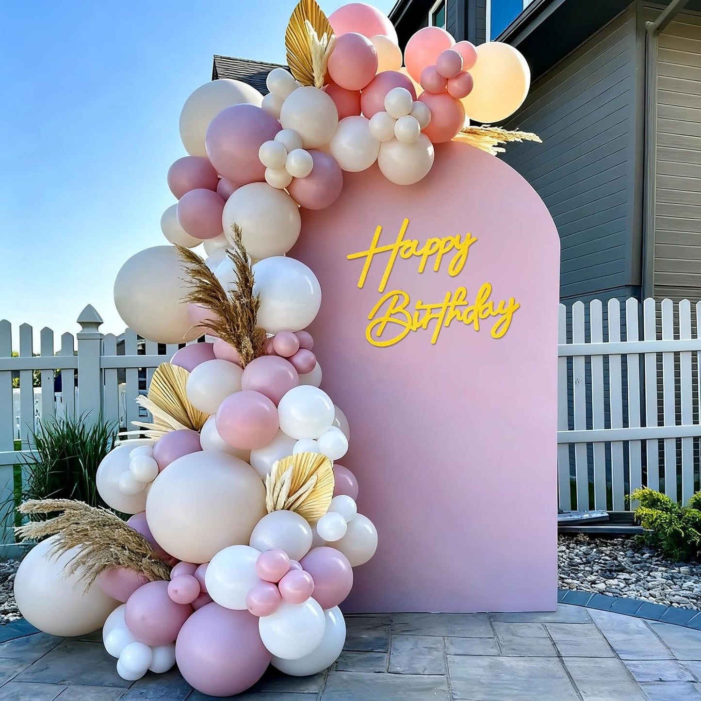 Happy Birthday Sign for Arch Backdrop - Felt Happy Birthday Letters Banner & Sign for Girls, Boys & Adults' Birthday Party Balloon Arch Decorations (Glitter Gold)