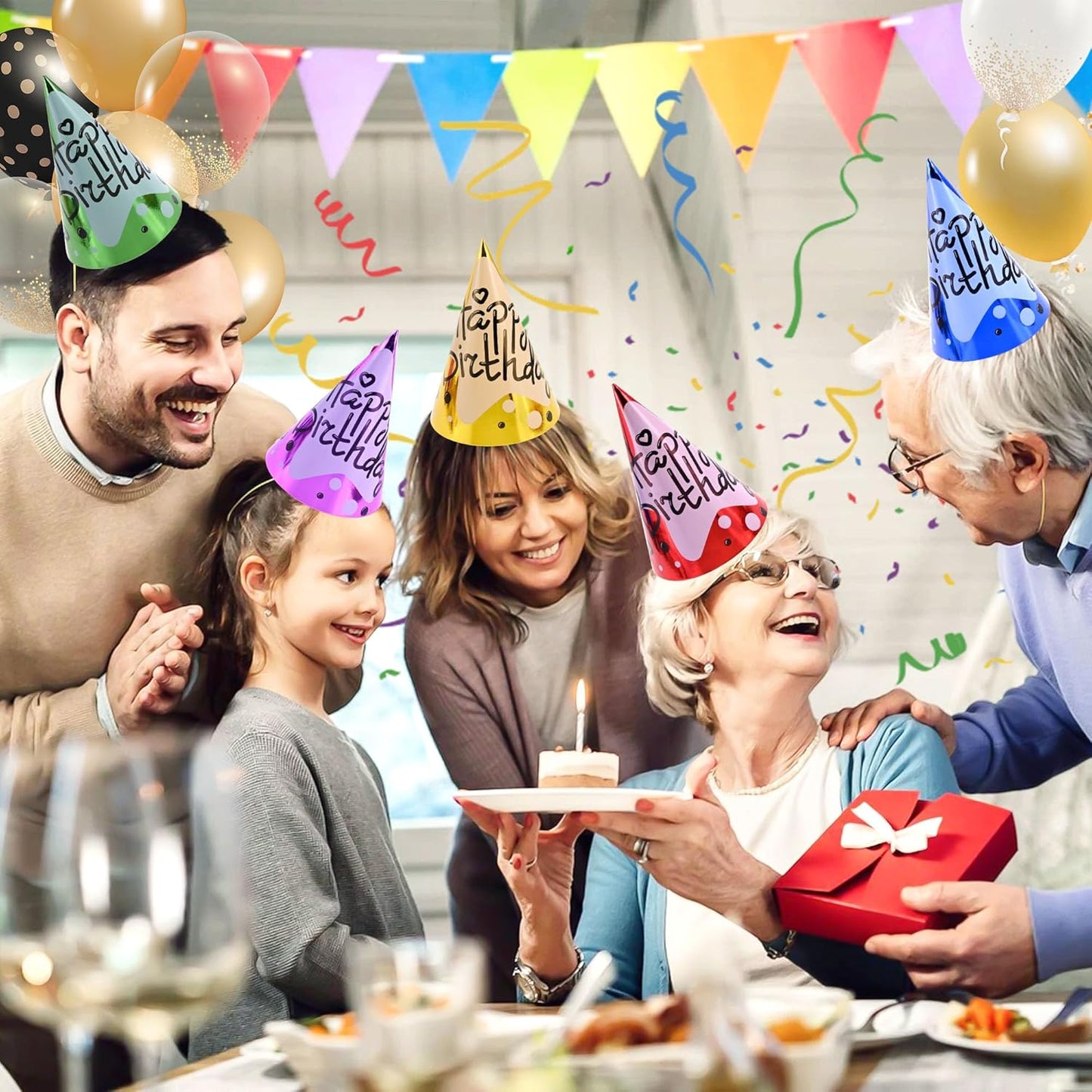 CANREVEL Party Hats for Kids and Adults, Party Supply for Party Decorations, Party Headwear for Birthday Celebration