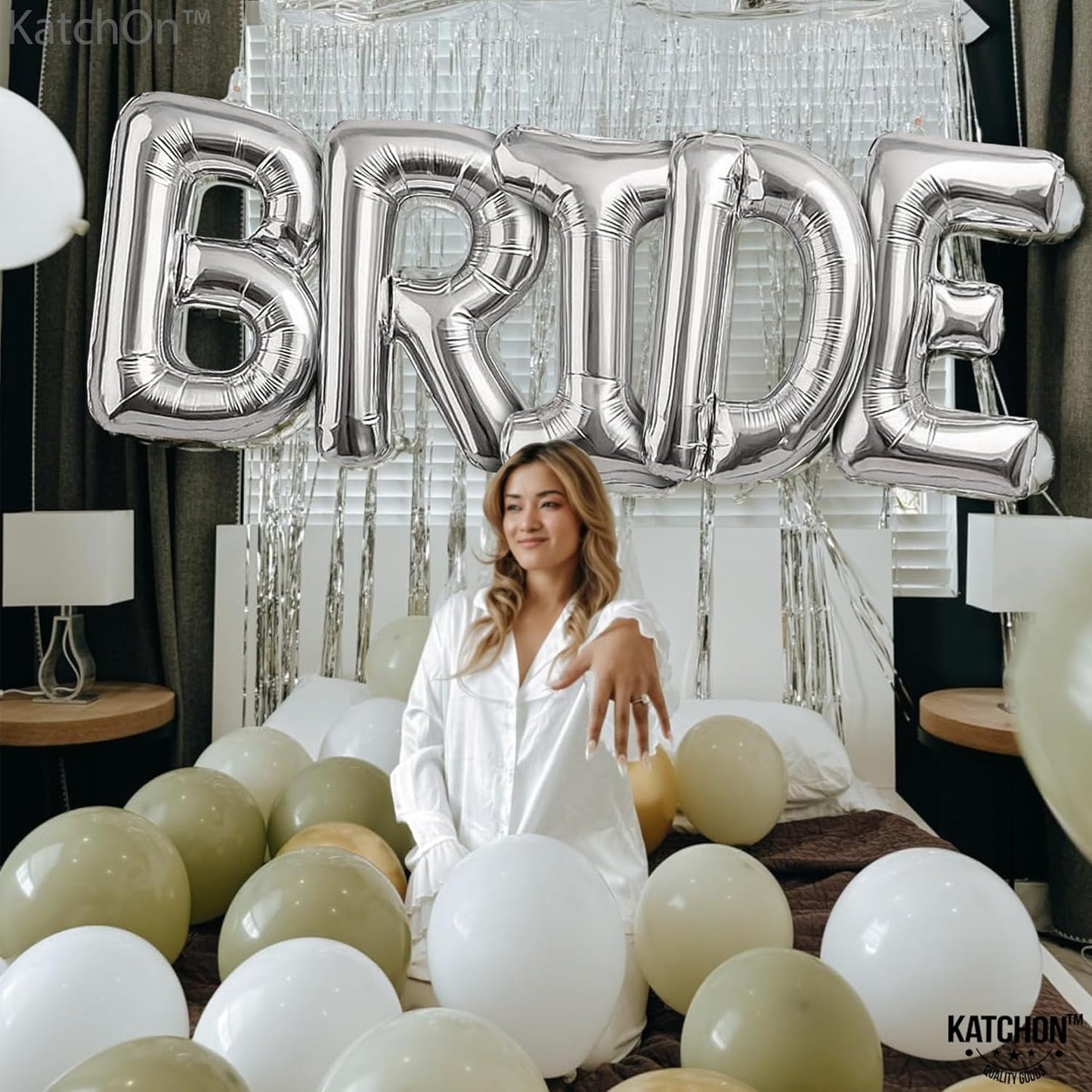 KatchOn, Giant Bride Balloons Silver - 40 Inch | Bachelorette Party Decorations | Silver Bride Balloons Bachelorette for Bridal Shower Decorations | Bridal Shower balloons