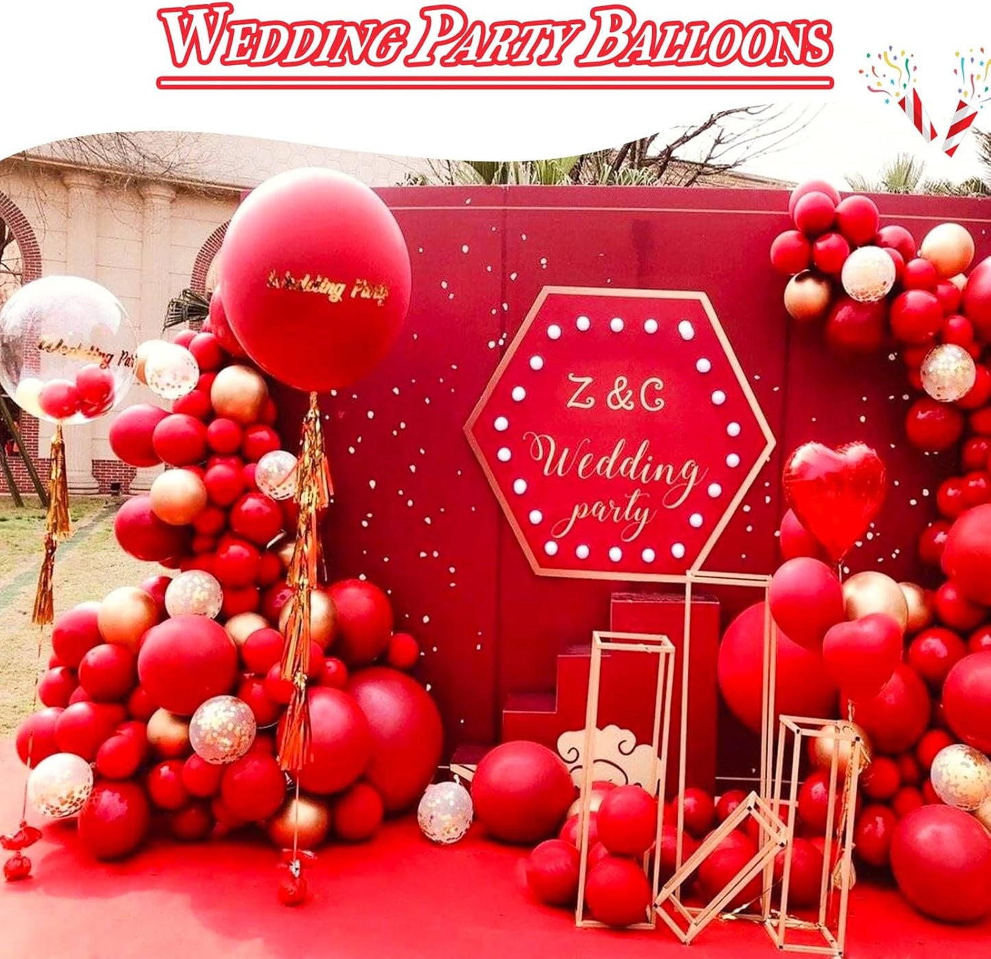KAWKALSH Red Balloon Arch Kit 111Pcs 18 12 5 Inch Different Sizes Latex Balloons Garland for Birthday Graduation Bachelorette Cherry Casino Movie Theme Party Decorations